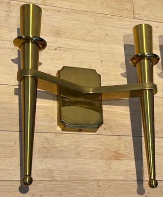 Andre Arbus style New classical gold solid bronze pair of sconces