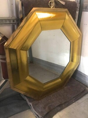 André Hayat Octagonal Gold Mercury Curved Glass Mirror