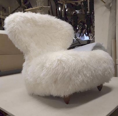 Annie Hieronimus for Cinna pair chairs mohair faux fur
