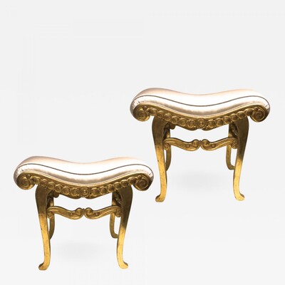 Armand Rateau pair of gold leaf satin silk