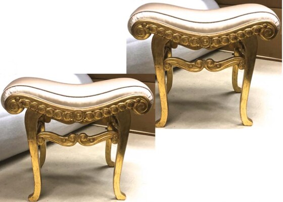 Armand Rateau pair of gold leaf satin silk