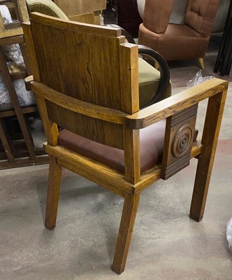 Charles Dudouyt rarest oak carved captain chair