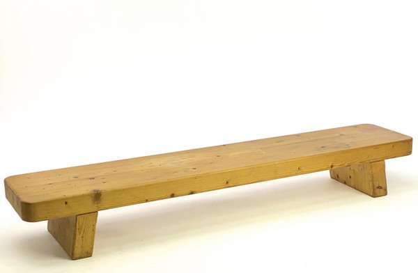 Charlotte Perrand style pair of solid pine coffee table or benche