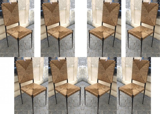 Colette Gueden for Primavera rarest set of 8 dinning chairs