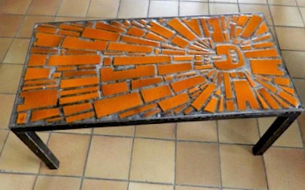 Fifties riviera style ceramic coffee table with gorgeous colors