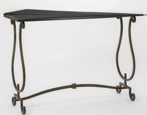Gilbert Poillerat documented wrought iron and marble top console