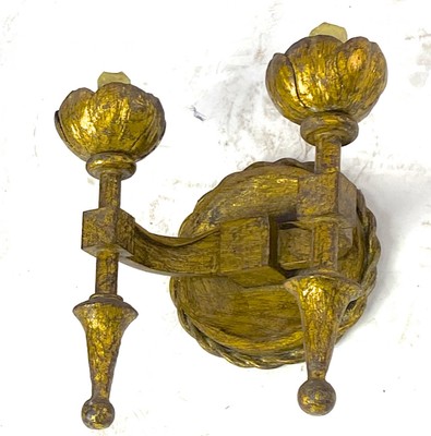 Gilbert Poillerat pair of gold leaf patinated wrought iron sconce