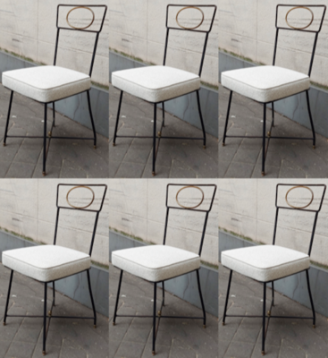 Gilbert Poillerat rarest 50s set of 6 dinning chairs