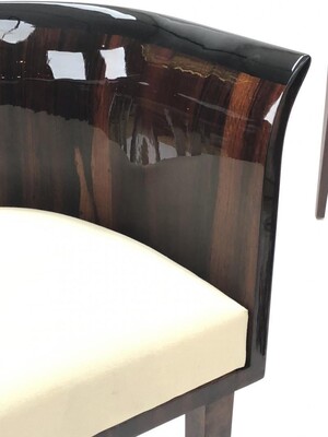 Gio Ponti pair of arm chair with silver bronze back insert