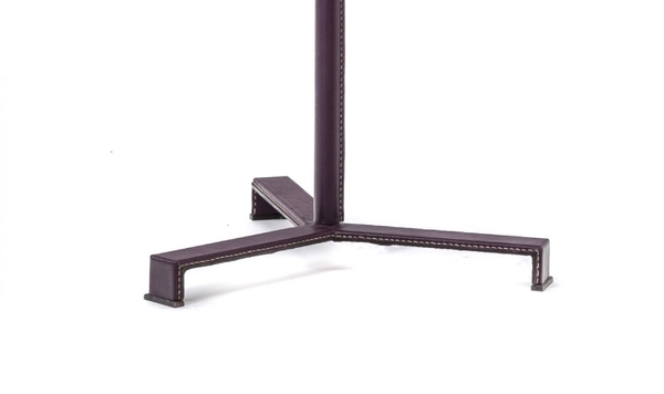 Jacques Adnet pair of tripod black hand leather standing lamps