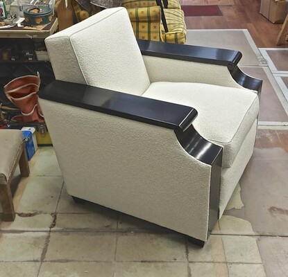 Jacques Adnet rarest documented comfy pair of club chairs