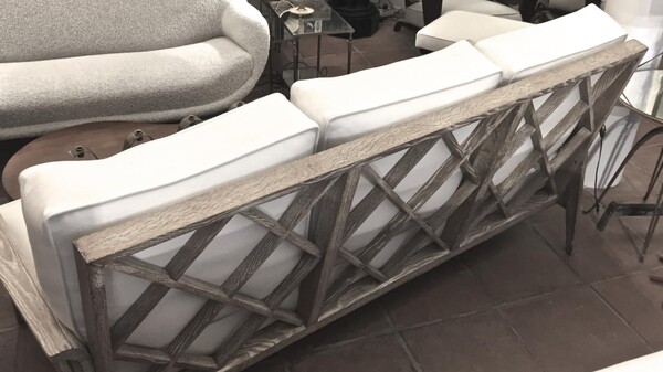 Jean Charles Moreux Cane and Cerused Oak Couch