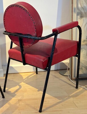 Jean prouve in the style awesome genuine pair of fifties iron and vynil chairs
