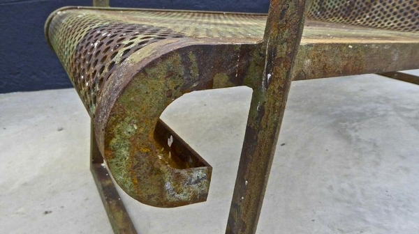 Jean Royere early rarest documented perforated iron lounge chair