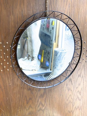 Jean Royere style refined wrought iron mirror
