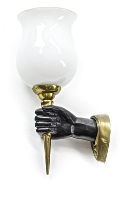 John Devoluy gold & blackened bronze pair of hand shaped sconces