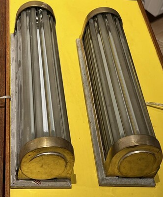 Maison Bagues art deco pair of silver bronze and rod glasses