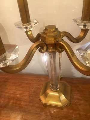 Maison Baguès pair Refined 4 Light Pair Gold Bronze Candlestick