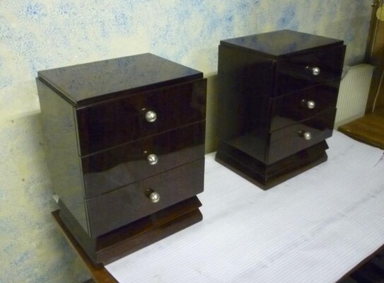 Maison Dominique Pair of Rosewood Night Stander Side Table