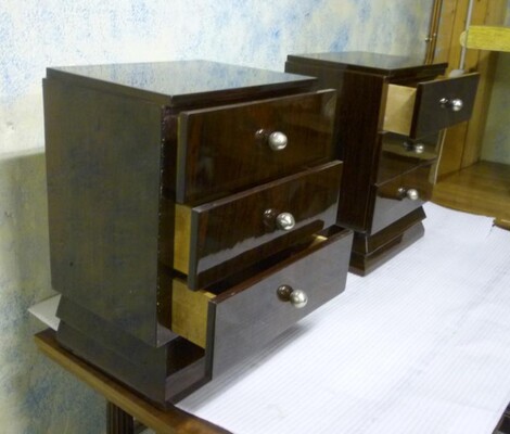 Maison Dominique Pair of Rosewood Night Stander Side Table