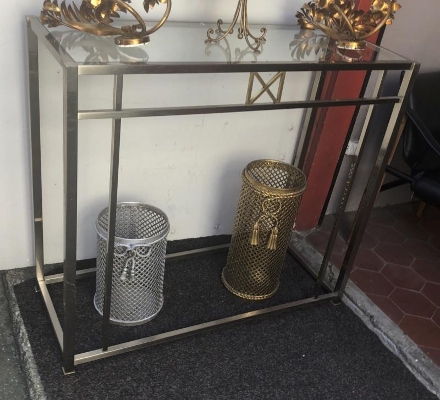 Maison Jansen 70s pair of sturdy chrome steel console