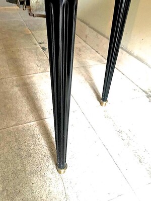 Maison Jansen Signed Pair of Tables with Oxidized Mirror Top