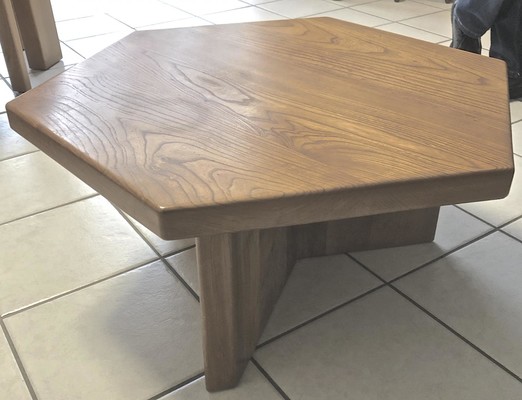 Maison Regain solid elm hexagonal vintage coffee table