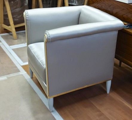 Maison Saddier refined early Art Deco pair of square chairs 