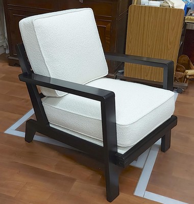 Rene Gabriel iconic black lacquered lounge chair