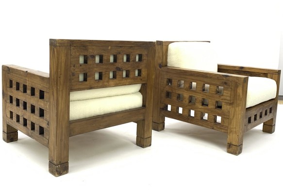 Stunning sturdy Alp lounge-chairs newly covered in faux fur