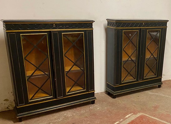 Swedish pair of Neo classical lacquered library